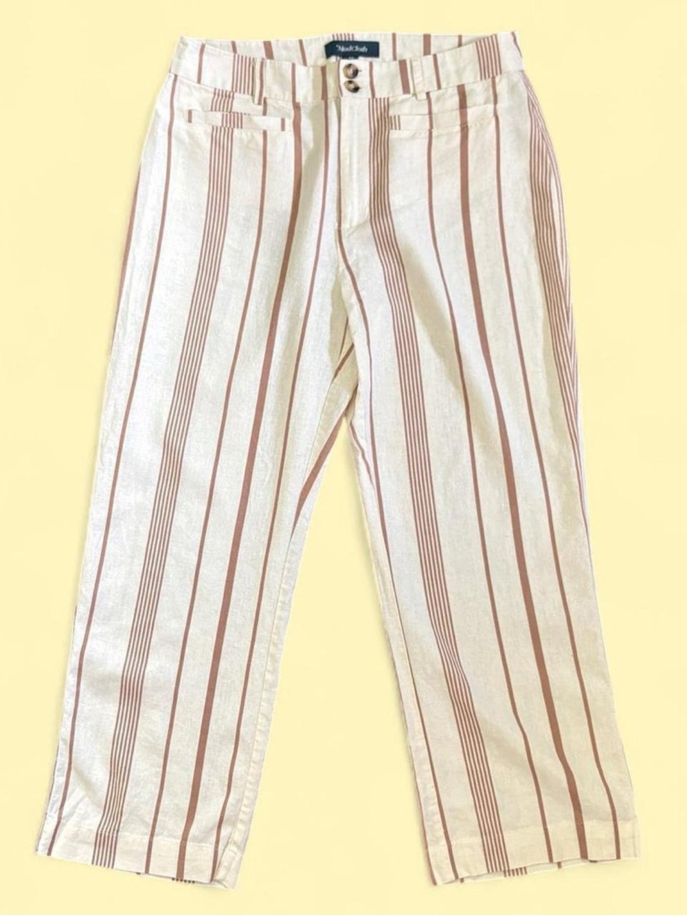 ModCloth Ivory and Tan-Striped Pants